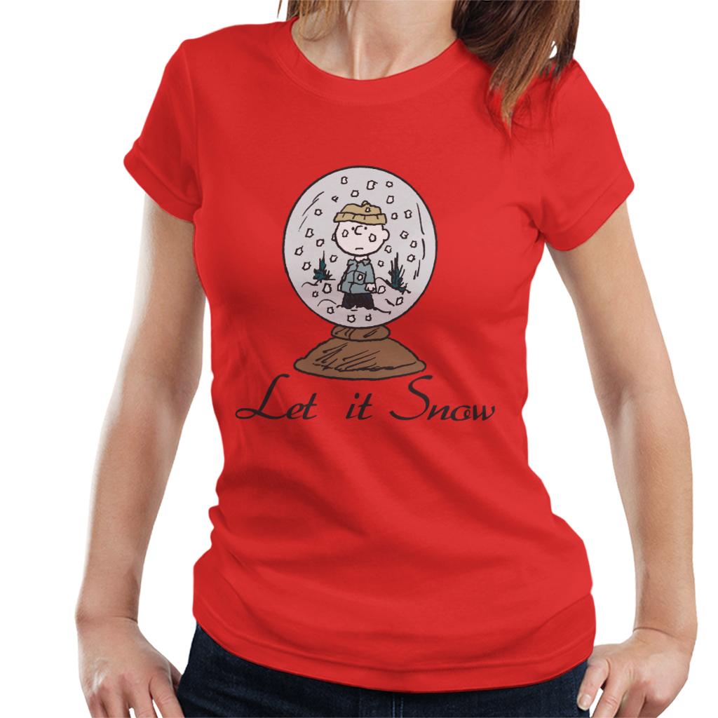 Peanuts Charlie Brown Let It Snow Globe Women's T-Shirt-ALL + EVERY
