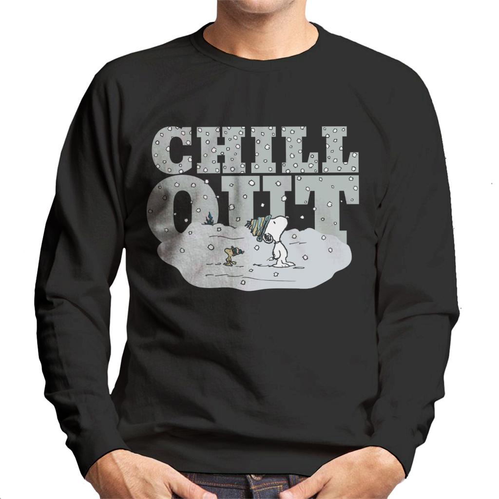 Peanuts-Snoopy-Woodstock-Winter-Chill-Out-Mens-Sweatshirt
