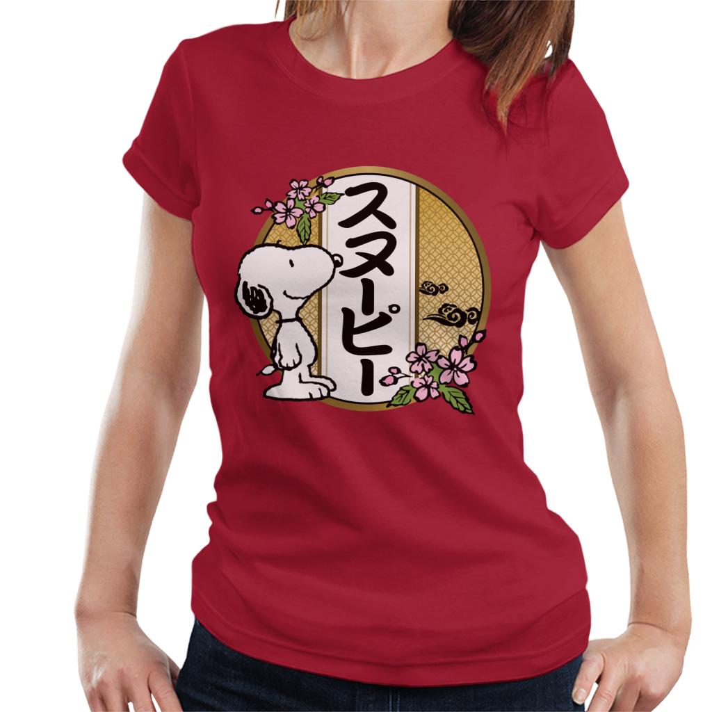 Peanuts Snoopy Kanji Flowers Women's T-Shirt-ALL + EVERY
