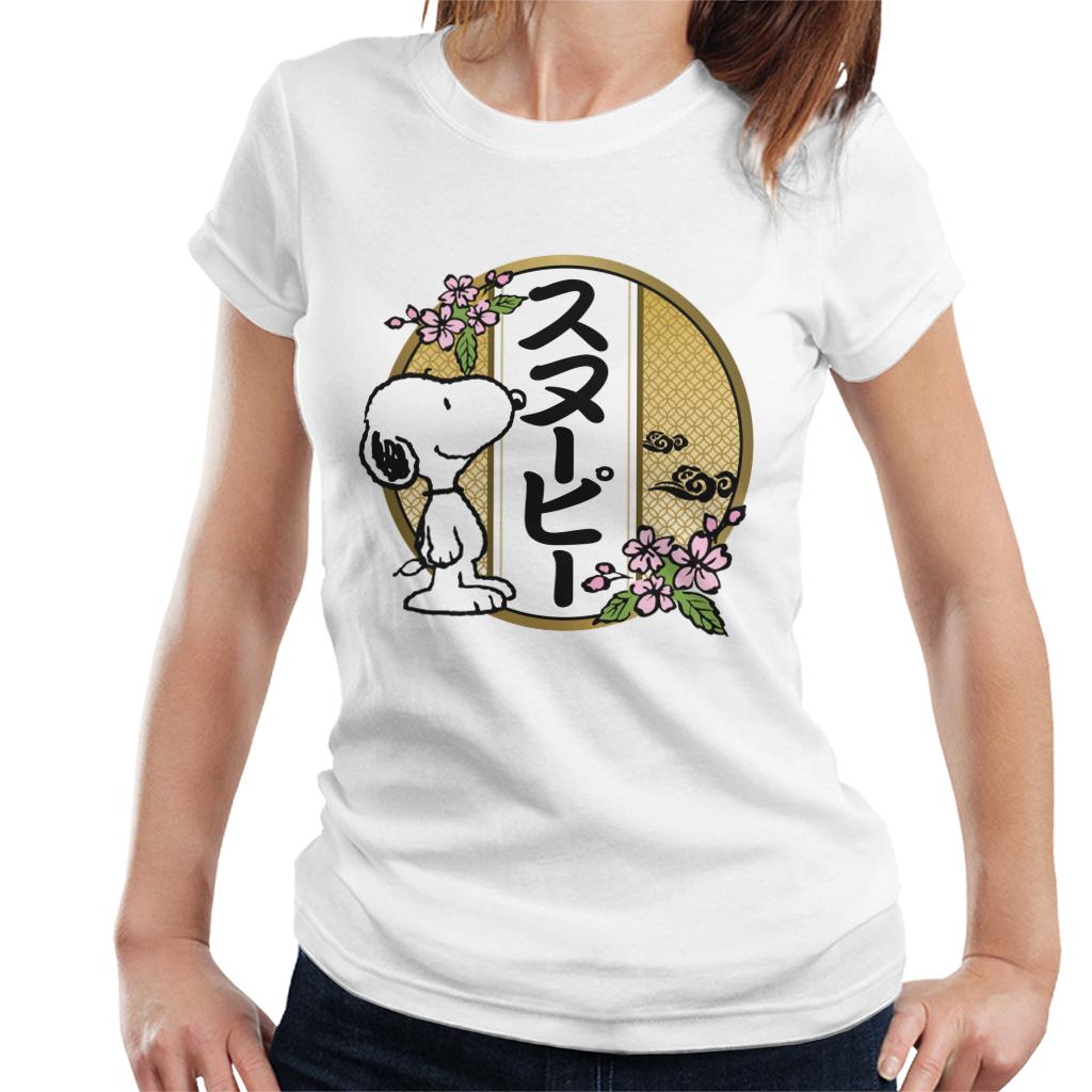 Peanuts Snoopy Kanji Flowers Women's T-Shirt-ALL + EVERY