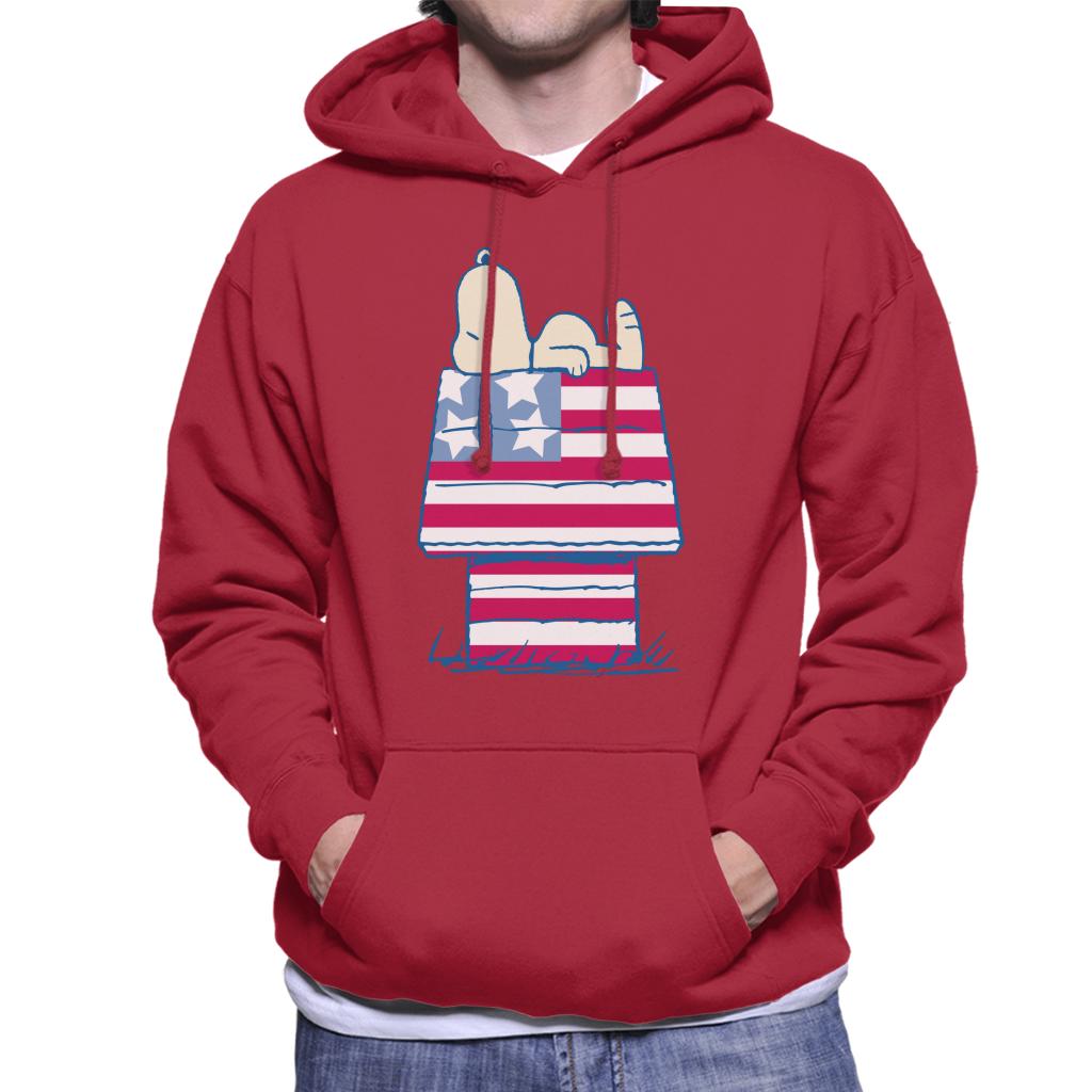 Peanuts Snoopy Patriotic Kennel Men's Hooded Sweatshirt-ALL + EVERY
