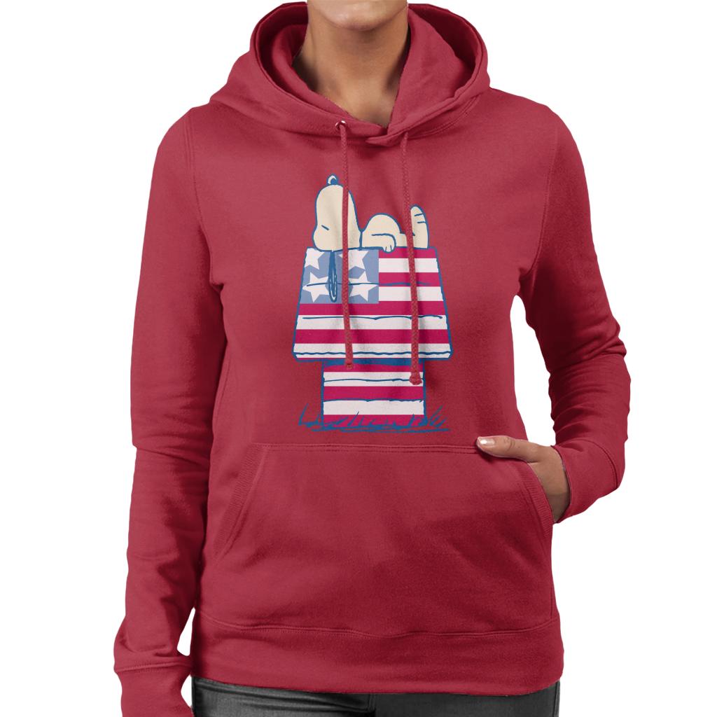 Peanuts Snoopy Patriotic Kennel Women's Hooded Sweatshirt-ALL + EVERY