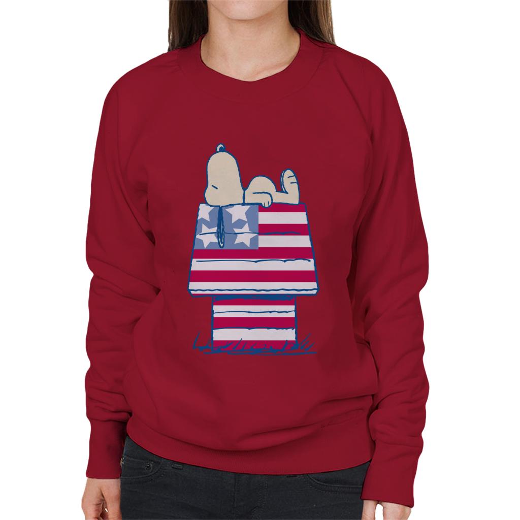 Peanuts Snoopy Patriotic Kennel Women's Sweatshirt-ALL + EVERY