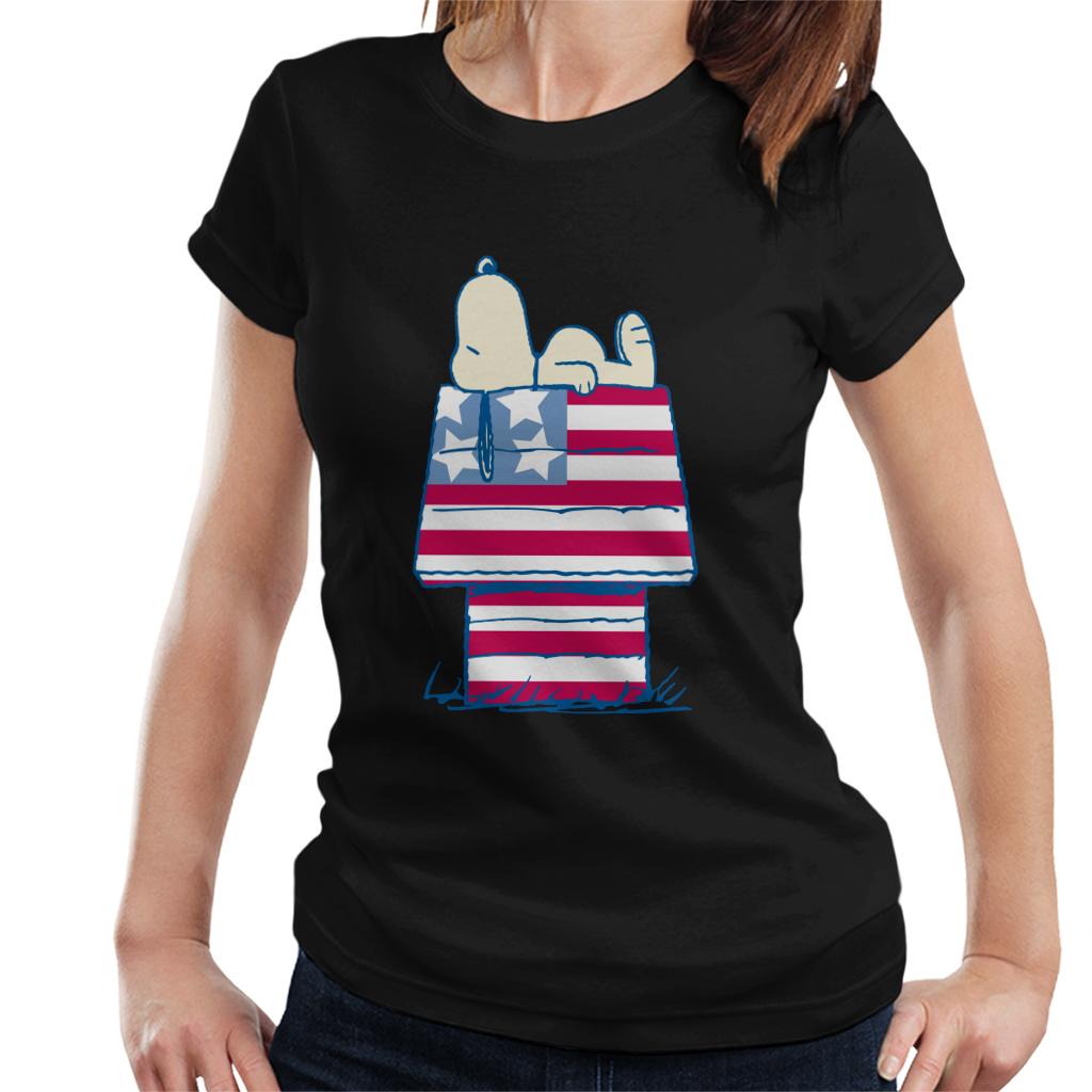 Peanuts Snoopy Patriotic Kennel Women's T-Shirt-ALL + EVERY