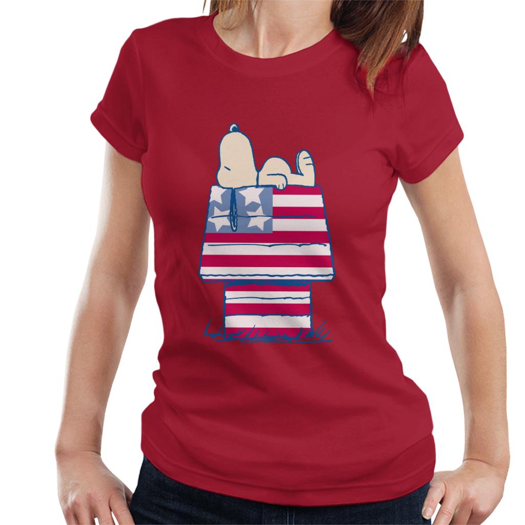 Peanuts Snoopy Patriotic Kennel Women's T-Shirt-ALL + EVERY