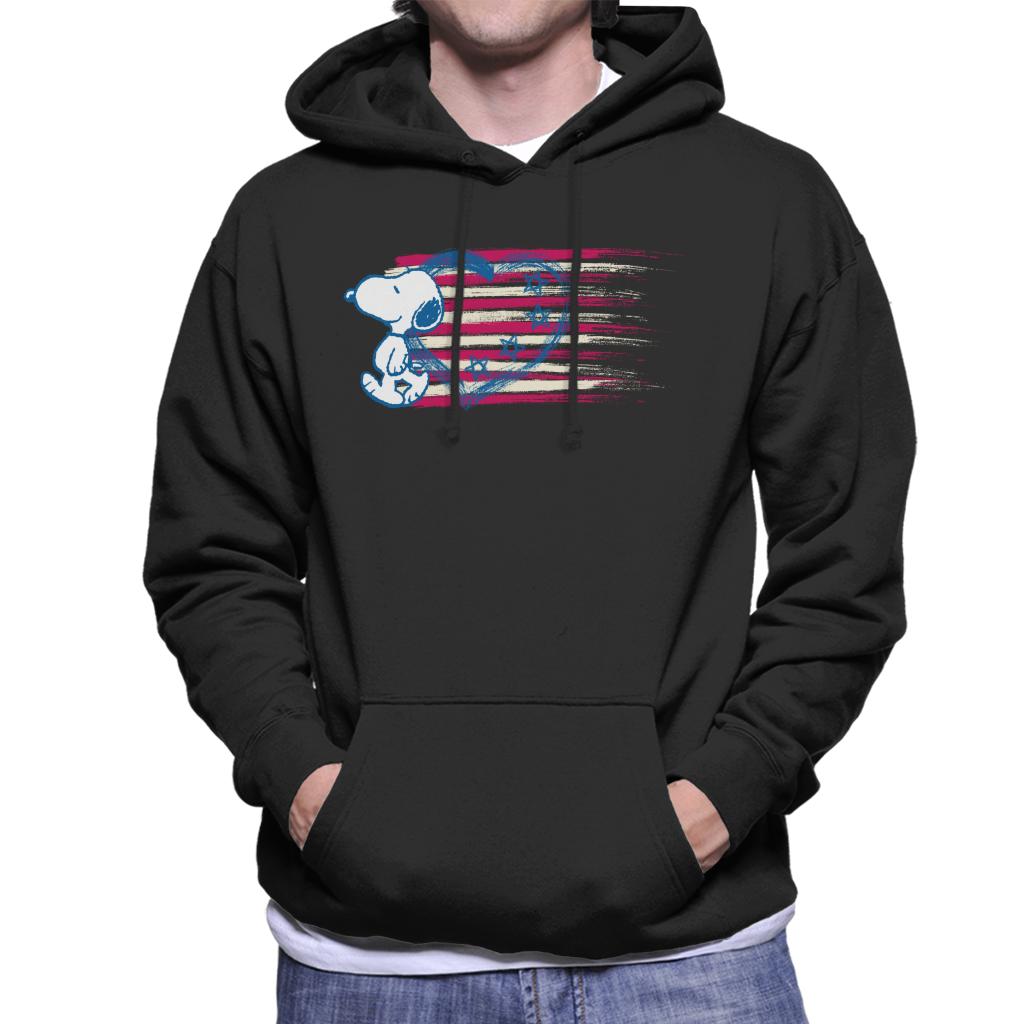 Peanuts Snoopy Patriotic Heart Flag Men's Hooded Sweatshirt-ALL + EVERY