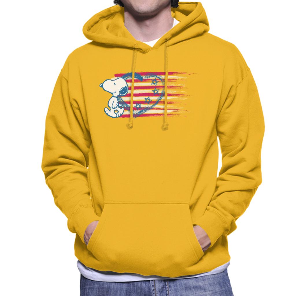 Peanuts Snoopy Patriotic Heart Flag Men's Hooded Sweatshirt-ALL + EVERY