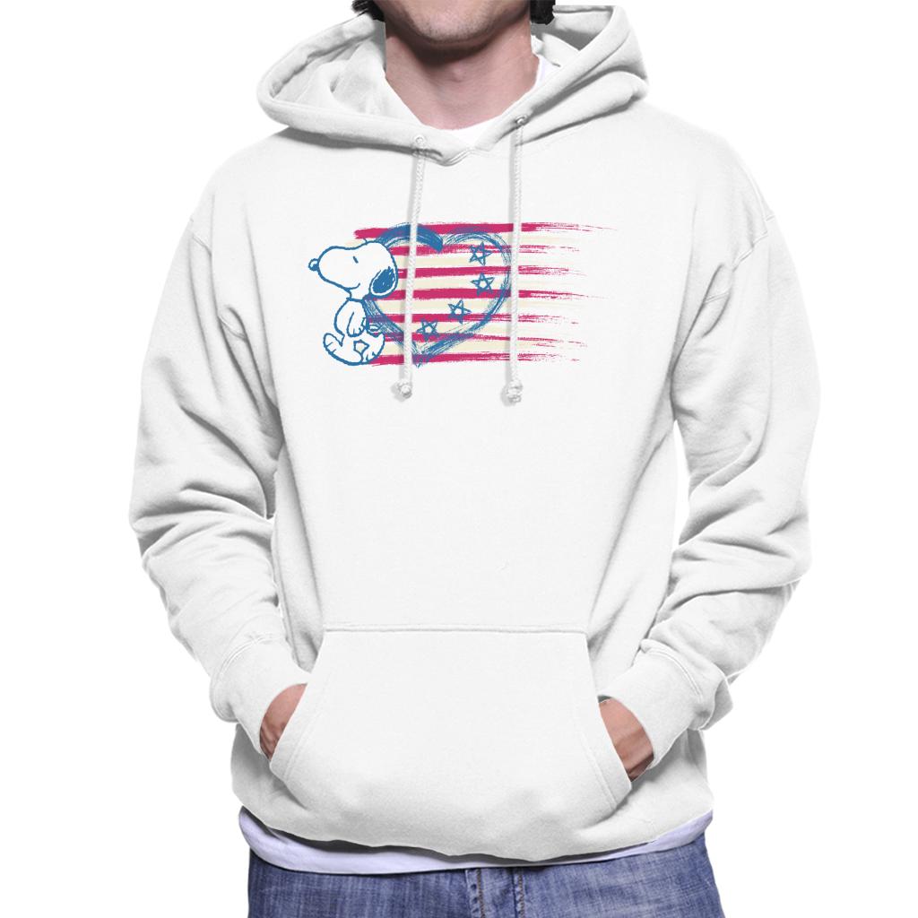 Peanuts Snoopy Patriotic Heart Flag Men's Hooded Sweatshirt-ALL + EVERY