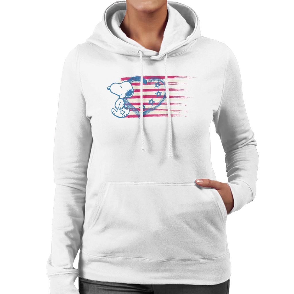 Peanuts Snoopy Patriotic Heart Flag Women's Hooded Sweatshirt-ALL + EVERY