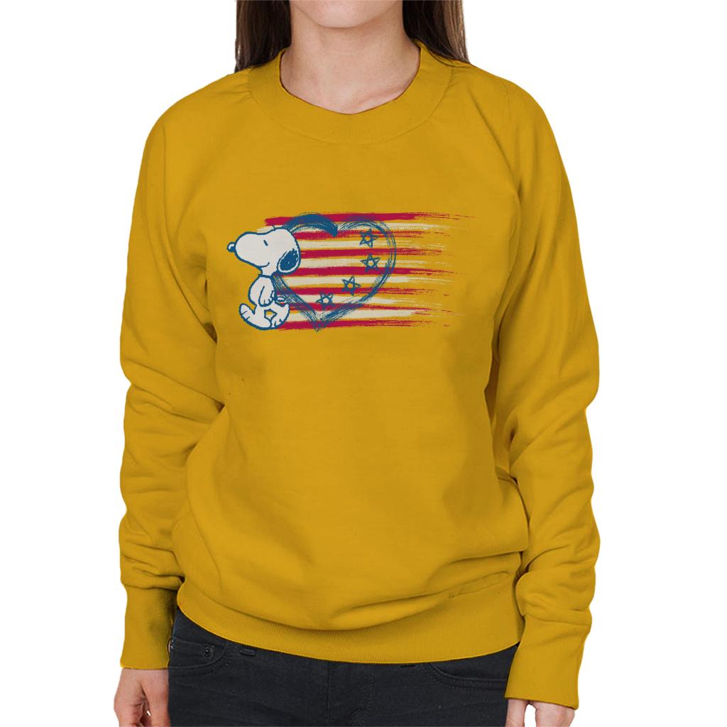 Peanuts Snoopy Patriotic Heart Flag Women's Sweatshirt-ALL + EVERY