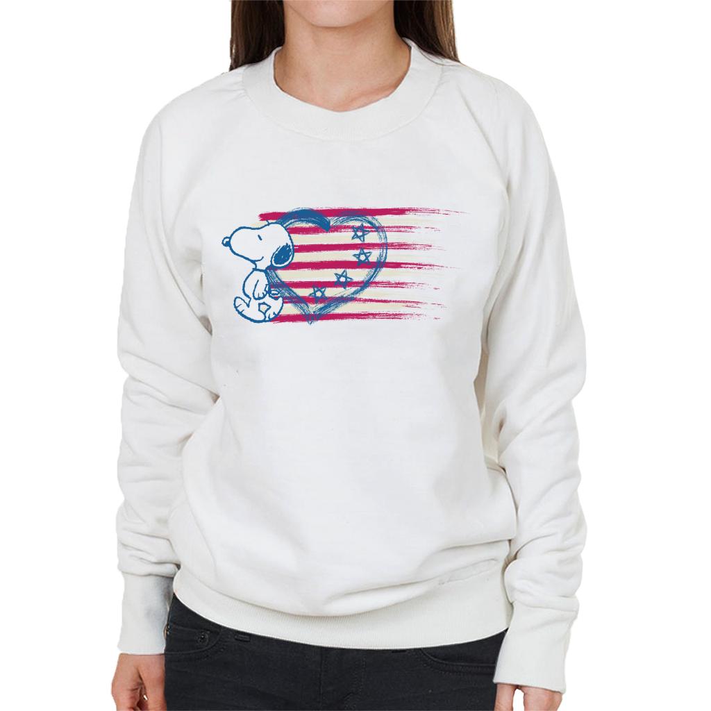 Peanuts Snoopy Patriotic Heart Flag Women's Sweatshirt-ALL + EVERY