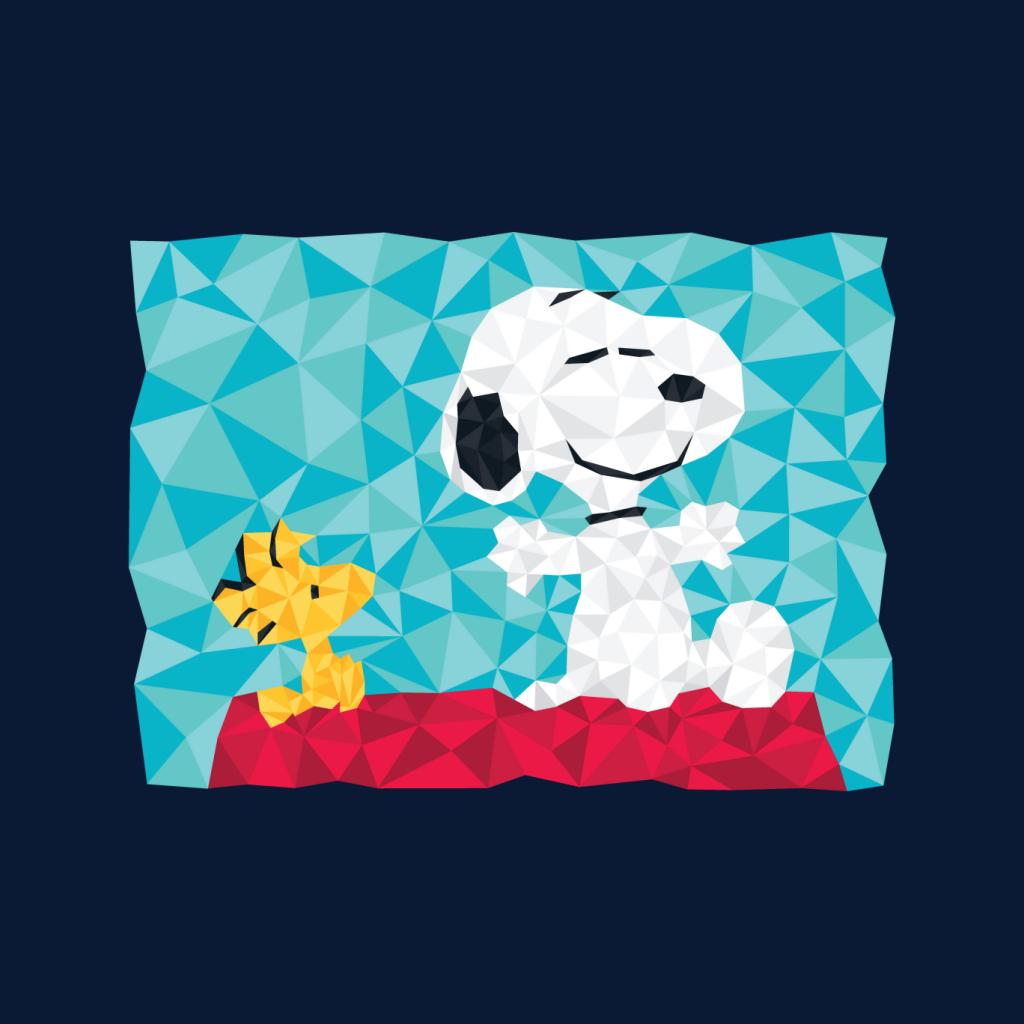 Peanuts Snoopy Woodstock Sitting On Kennel Geometric Women's T-Shirt-ALL + EVERY