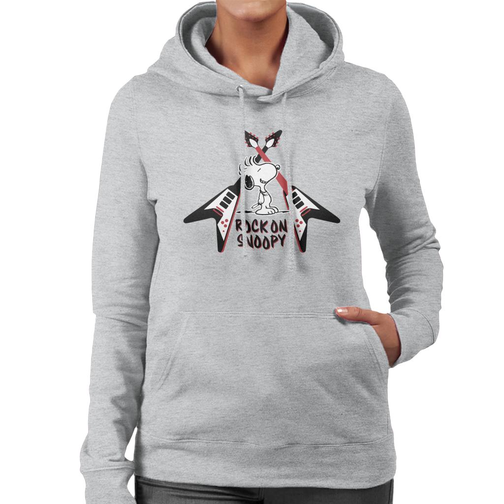 Peanuts Snoopy Rock On Women's Hooded Sweatshirt-ALL + EVERY