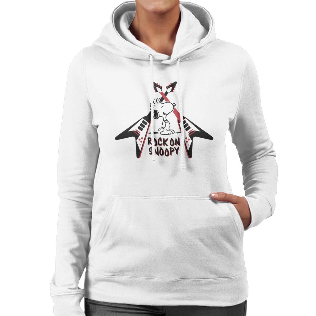 Peanuts Snoopy Rock On Women's Hooded Sweatshirt-ALL + EVERY