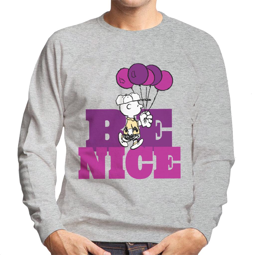 Peanuts Charlie Brown Be Nice Balloons Men's Sweatshirt-ALL + EVERY