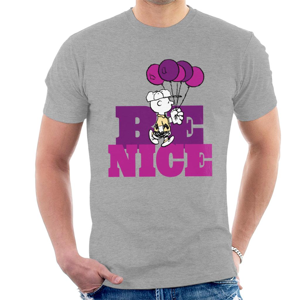 Peanuts Charlie Brown Be Nice Balloons Men's T-Shirt-ALL + EVERY