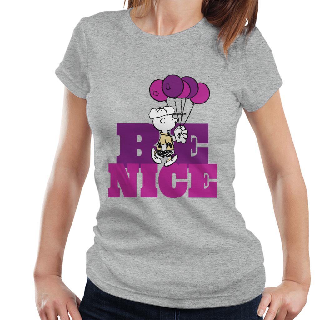 Peanuts Charlie Brown Be Nice Balloons Women's T-Shirt-ALL + EVERY