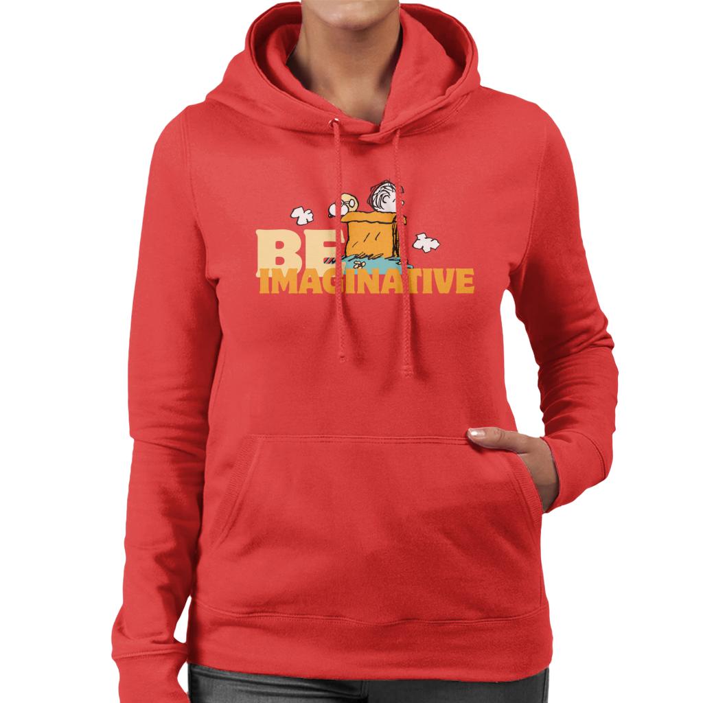 Peanuts Snoopy Charlie Brown Be Imaginative Women's Hooded Sweatshirt-ALL + EVERY