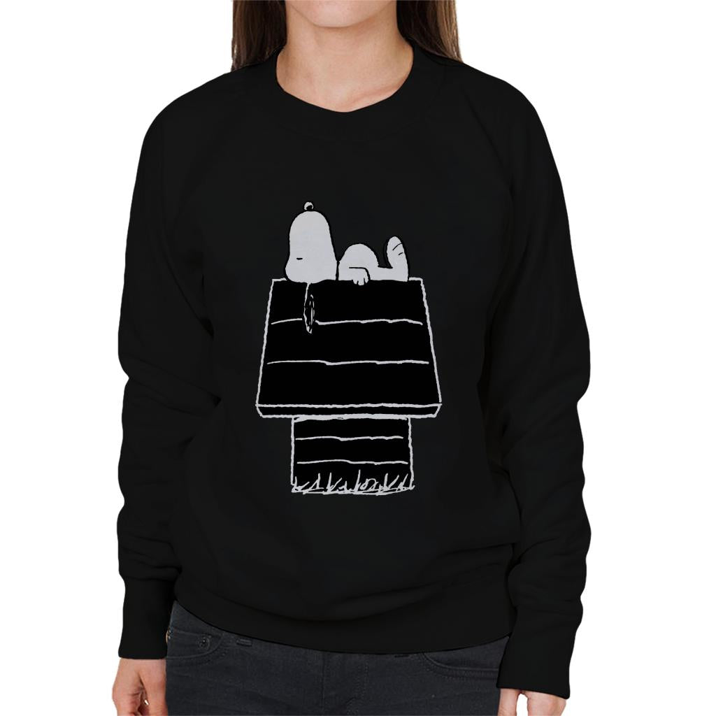 Peanuts Snoopy Black And White Kennel Women's Sweatshirt-ALL + EVERY