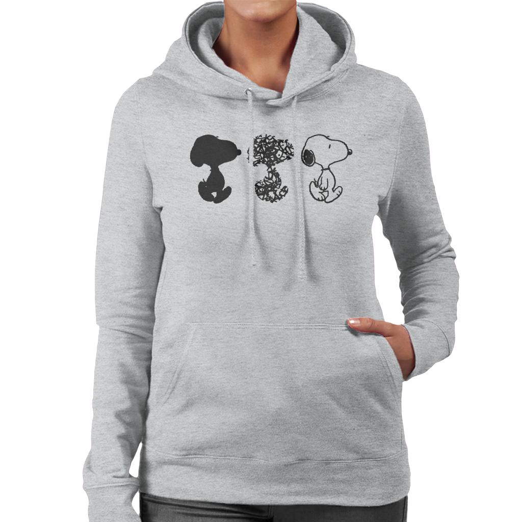 Peanuts Snoopy Black And White Trio Women's Hooded Sweatshirt-ALL + EVERY