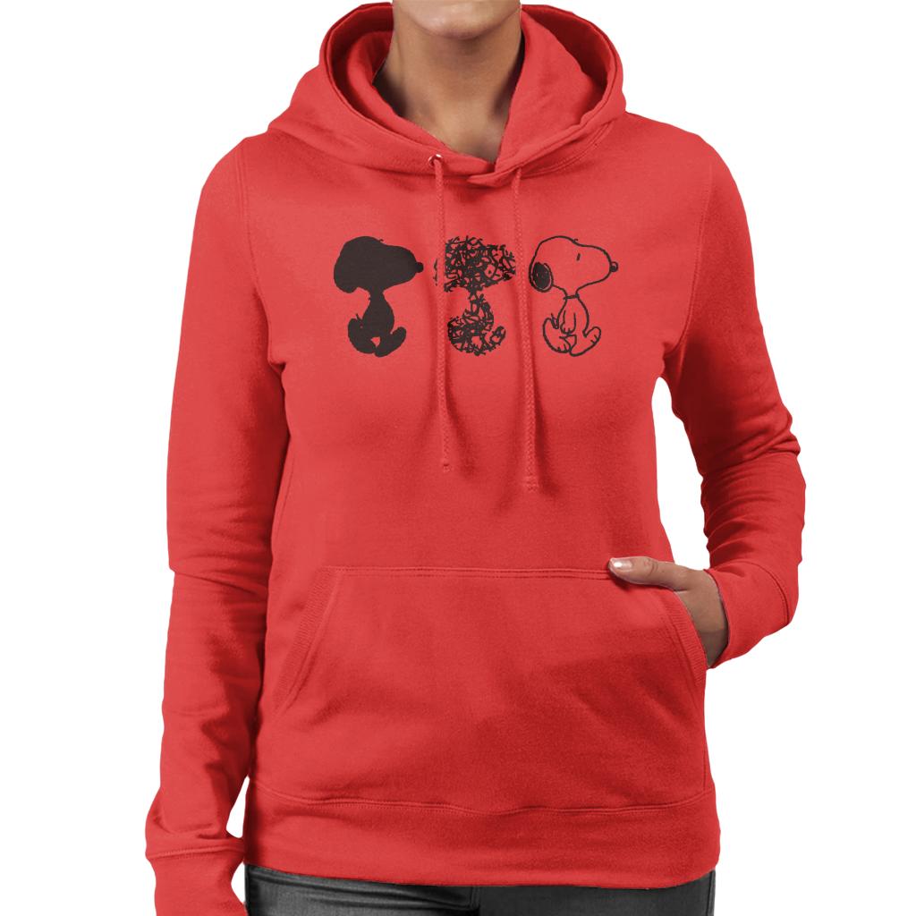 Peanuts Snoopy Black And White Trio Women's Hooded Sweatshirt-ALL + EVERY