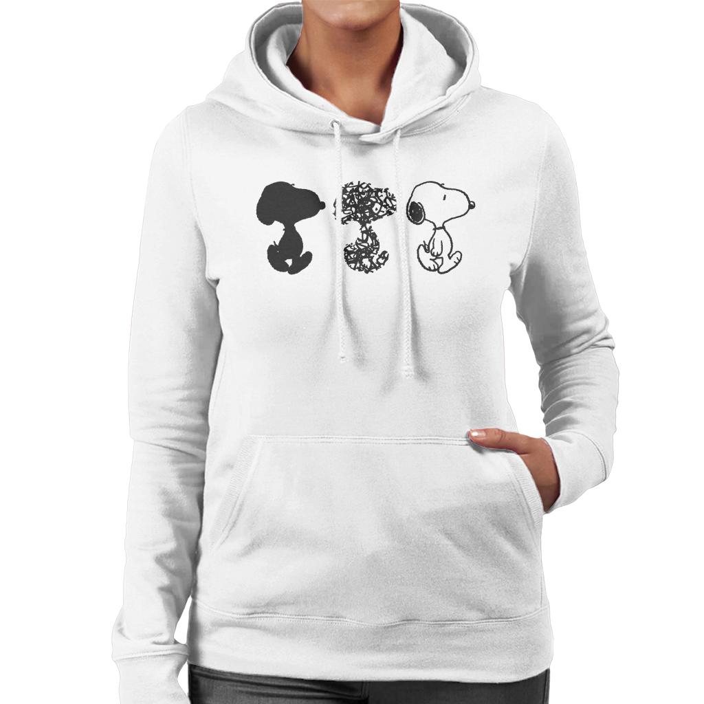 Peanuts Snoopy Black And White Trio Women's Hooded Sweatshirt-ALL + EVERY