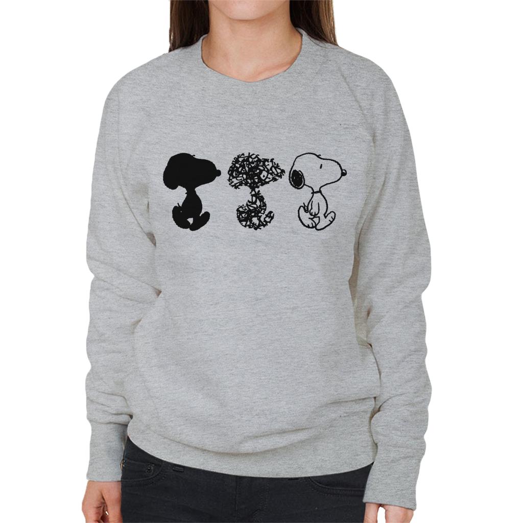 Peanuts Snoopy Black And White Trio Women's Sweatshirt-ALL + EVERY