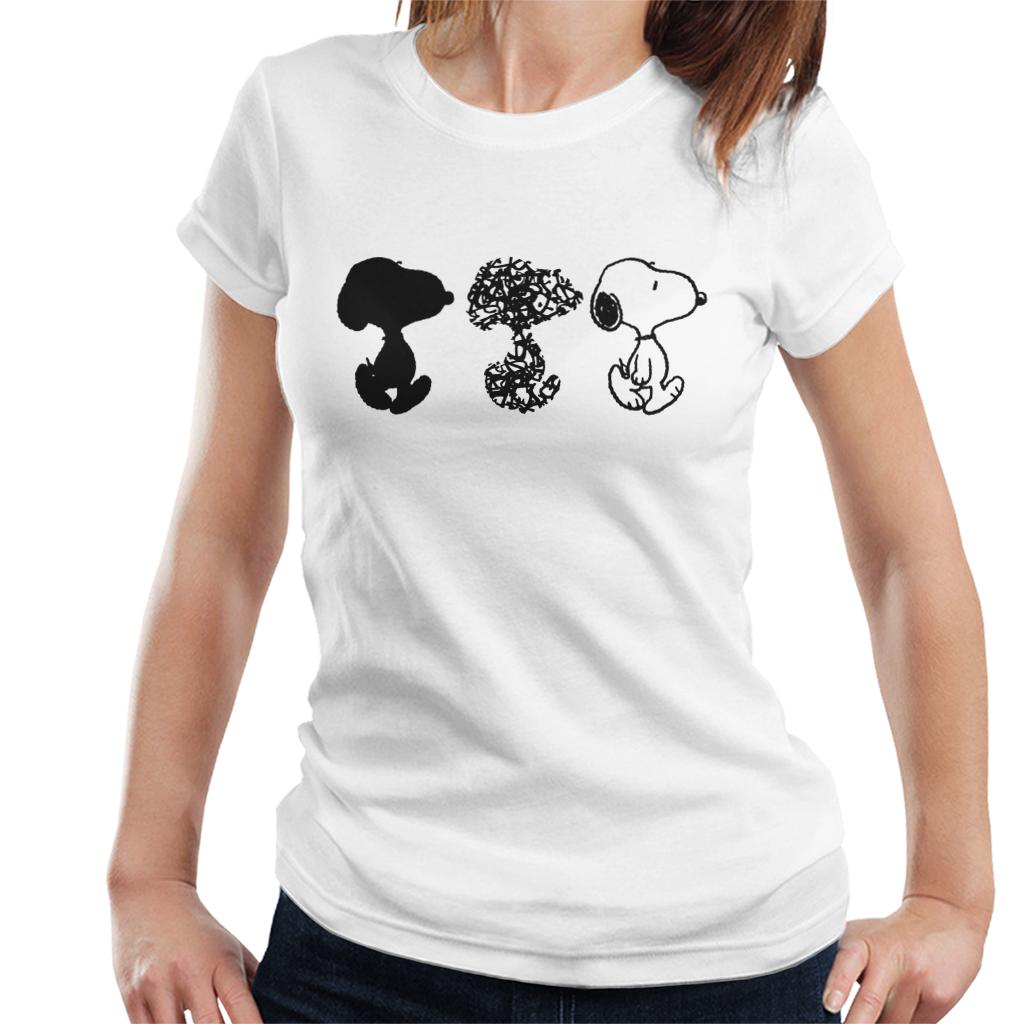 Peanuts Snoopy Black And White Trio Women's T-Shirt-ALL + EVERY