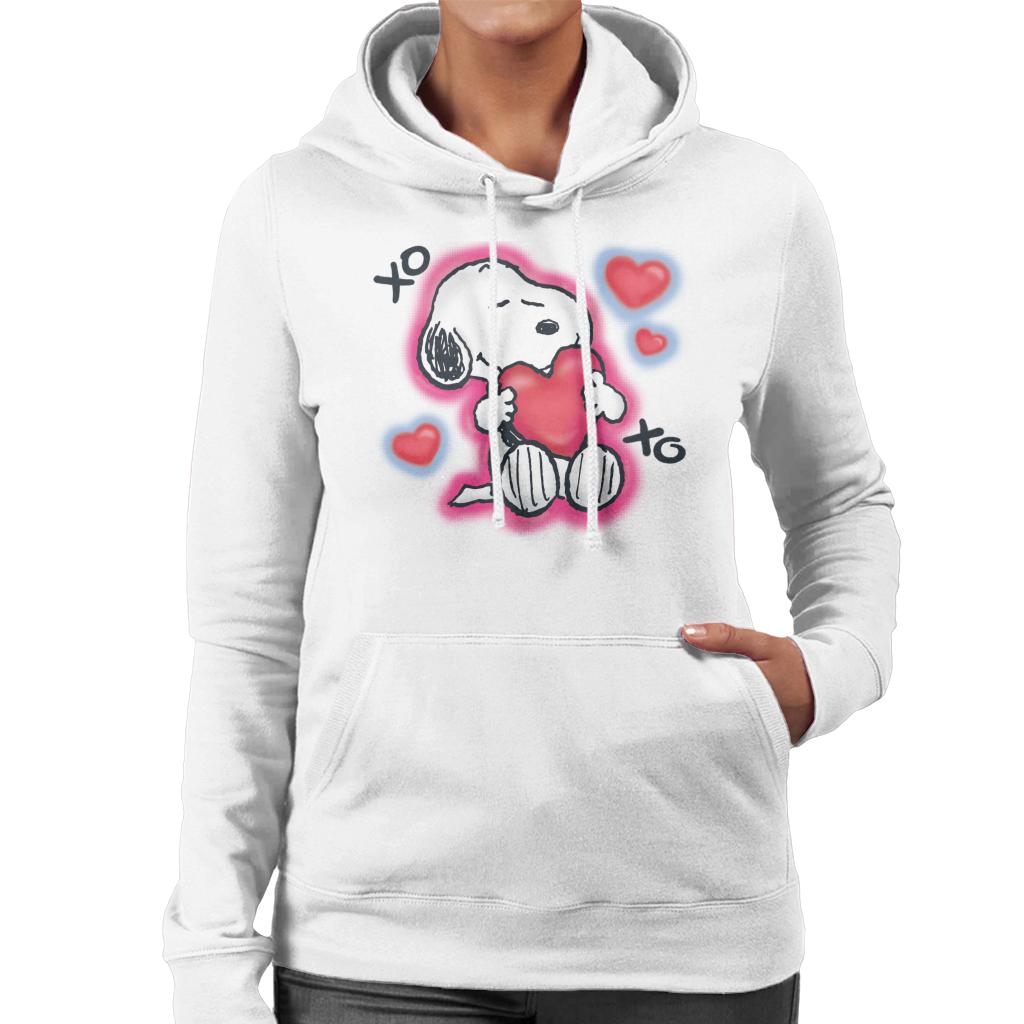 Peanuts Snoopy Hugging Love Heart Xo Women's Hooded Sweatshirt-ALL + EVERY