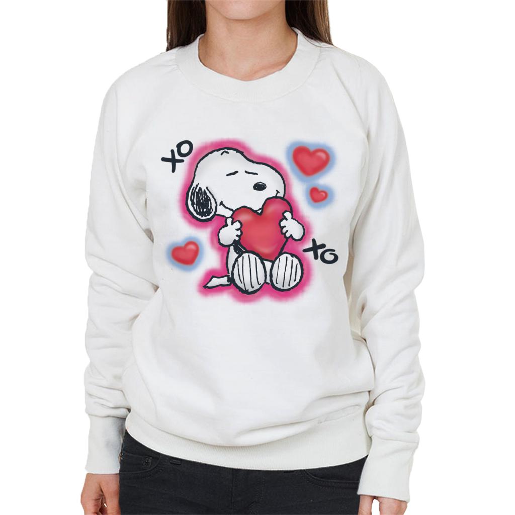 Peanuts Snoopy Hugging Love Heart Xo Women's Sweatshirt-ALL + EVERY