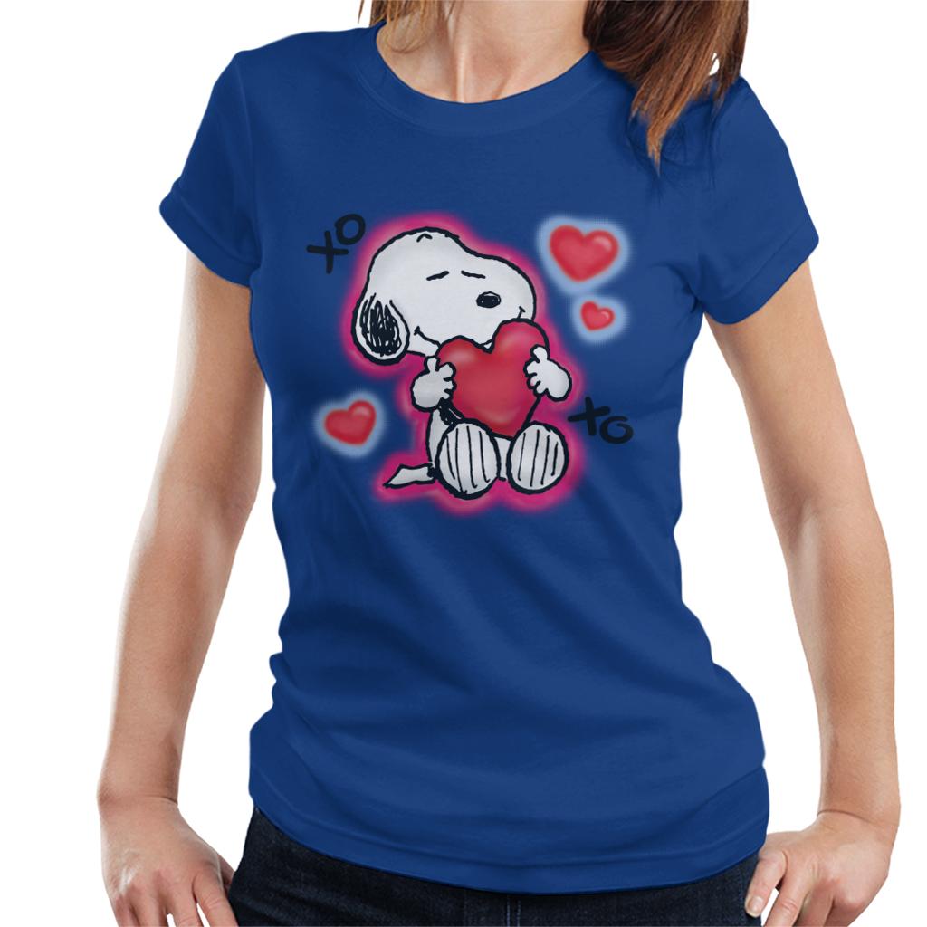 Peanuts Snoopy Hugging Love Heart Xo Women's T-Shirt-ALL + EVERY