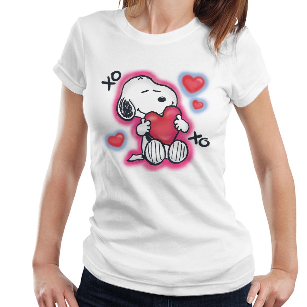 Peanuts Snoopy Hugging Love Heart Xo Women's T-Shirt-ALL + EVERY