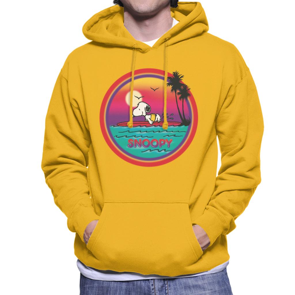 Peanuts Snoopy Surfing Sunset Men's Hooded Sweatshirt-ALL + EVERY