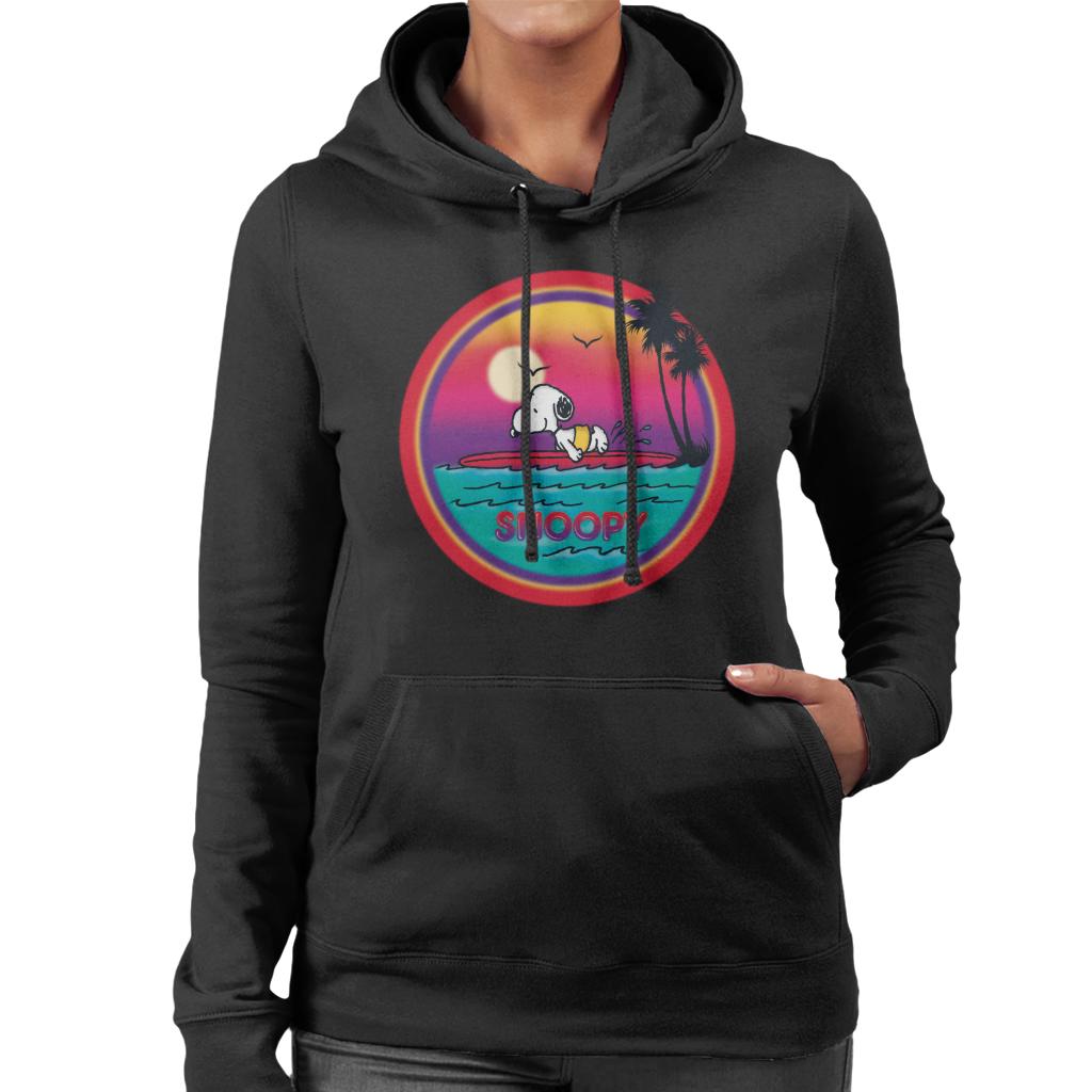 Peanuts Snoopy Surfing Sunset Women's Hooded Sweatshirt-ALL + EVERY