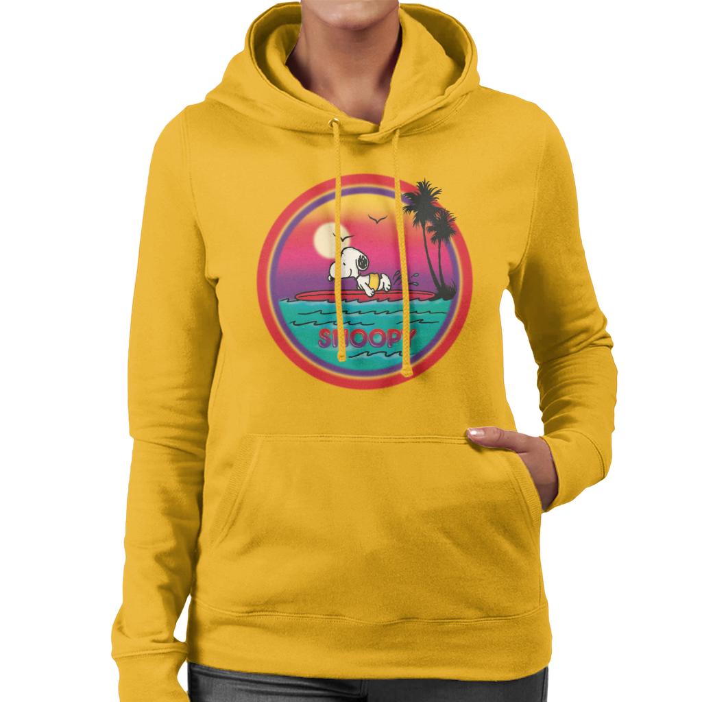 Peanuts Snoopy Surfing Sunset Women's Hooded Sweatshirt-ALL + EVERY