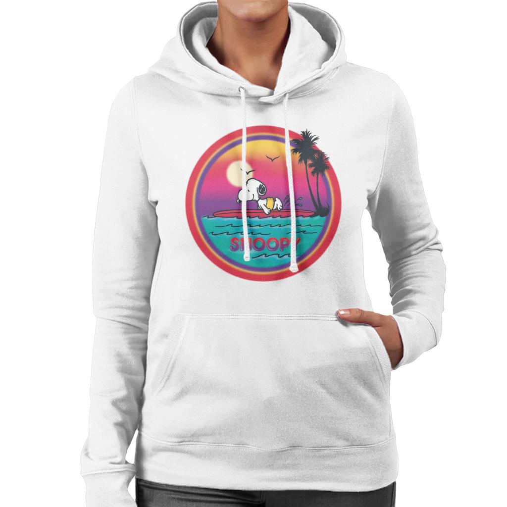 Peanuts Snoopy Surfing Sunset Women's Hooded Sweatshirt-ALL + EVERY