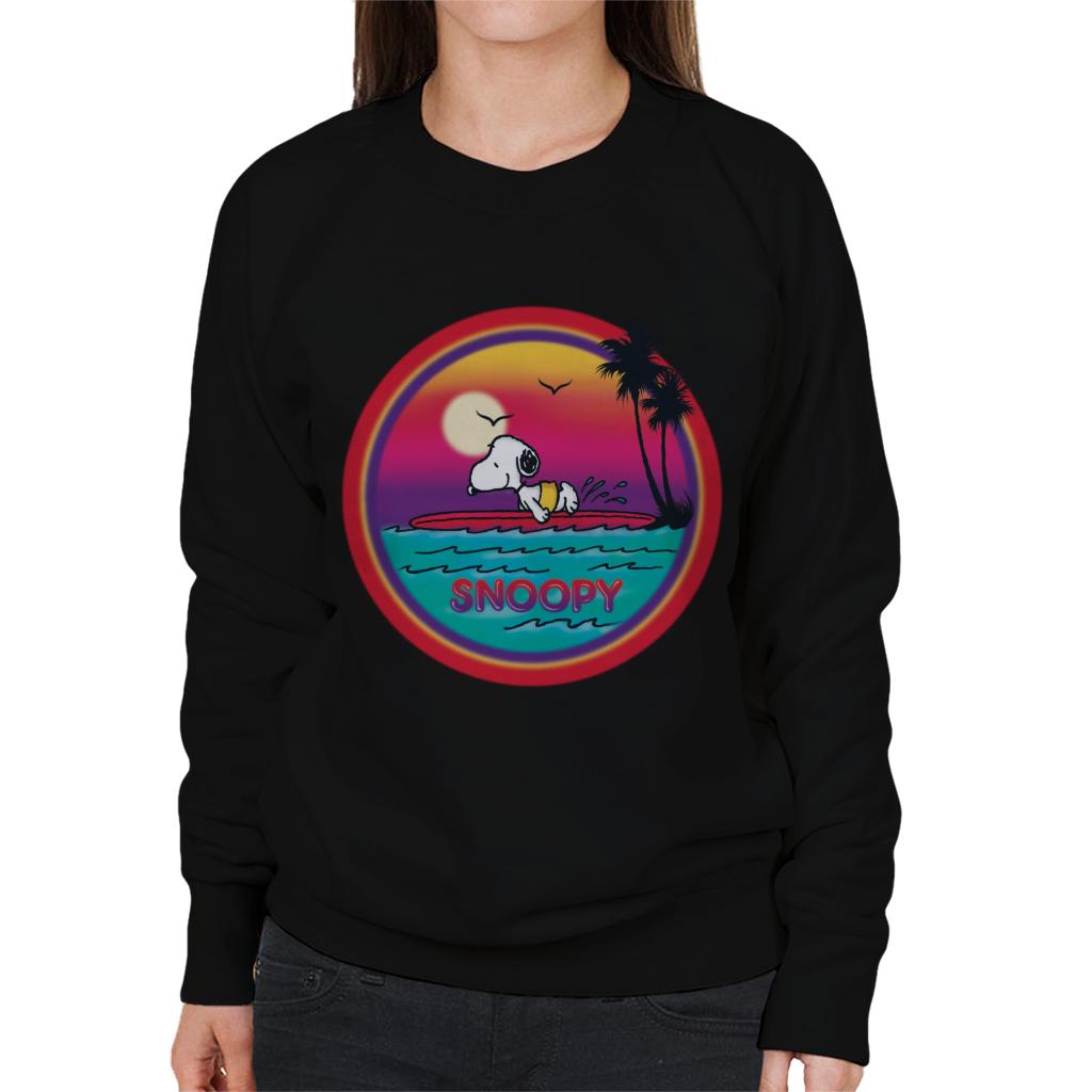 Peanuts Snoopy Surfing Sunset Women's Sweatshirt-ALL + EVERY