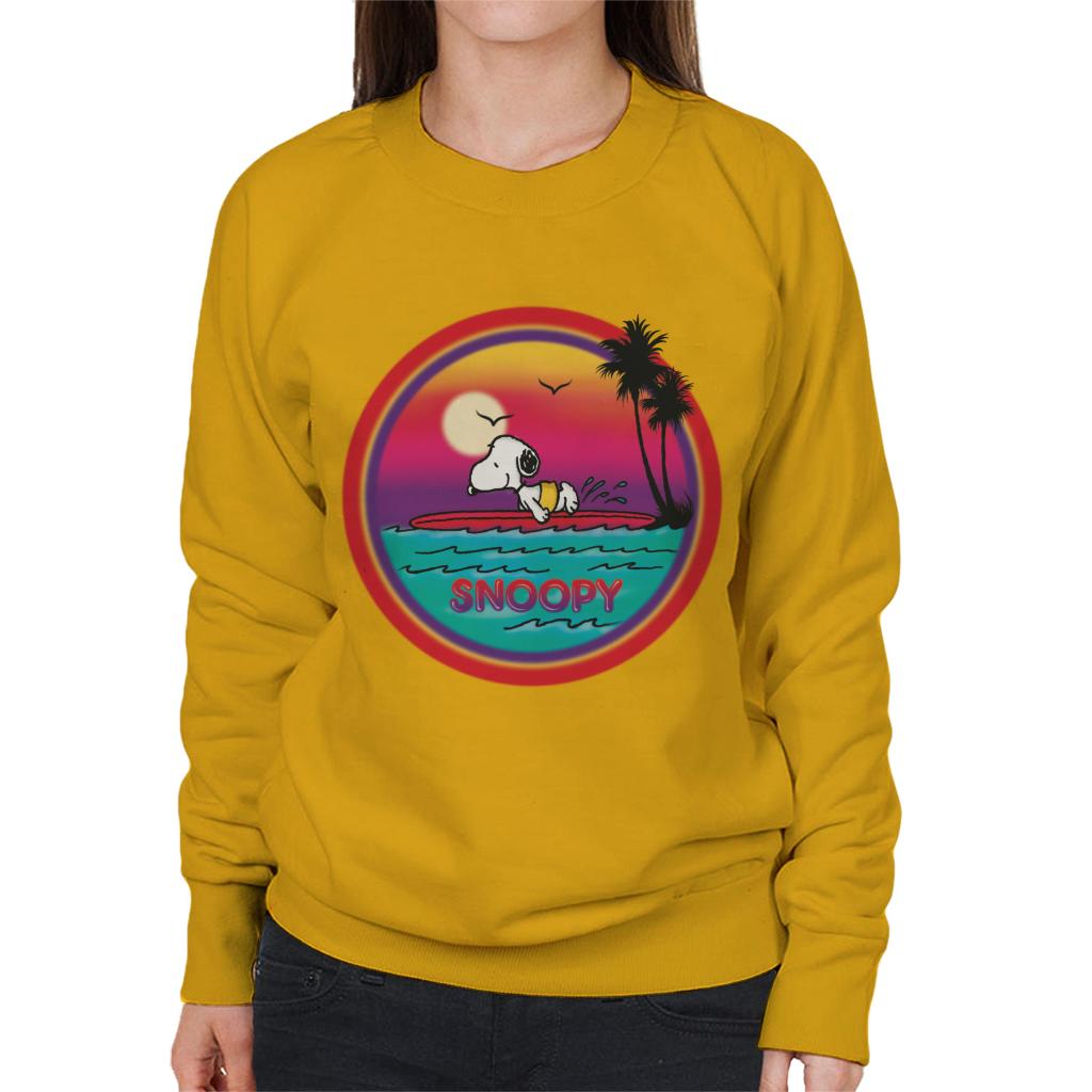 Peanuts Snoopy Surfing Sunset Women's Sweatshirt-ALL + EVERY