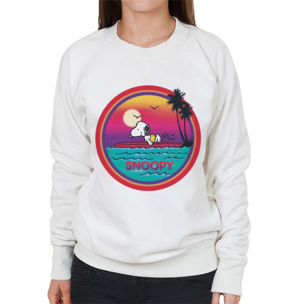 Peanuts Snoopy Surfing Sunset Women's Sweatshirt-ALL + EVERY