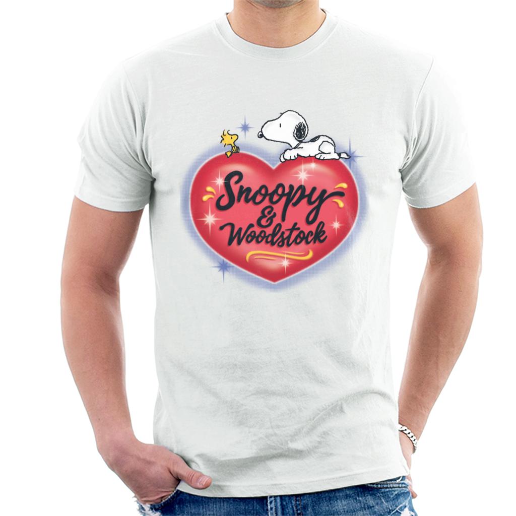 Peanuts Snoopy Woodstock Love Heart Men's T-Shirt-ALL + EVERY