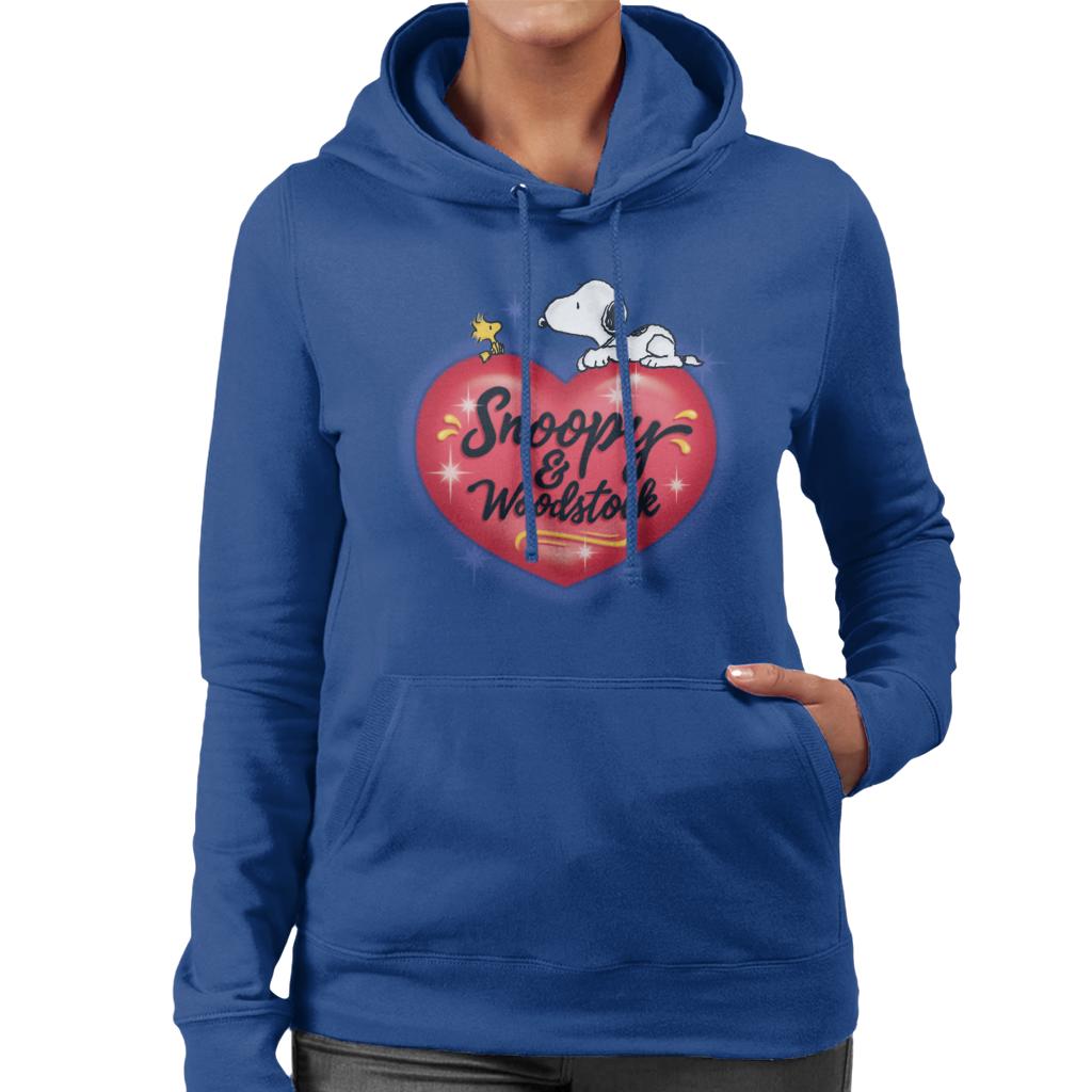 Peanuts Snoopy Woodstock Love Heart Women's Hooded Sweatshirt-ALL + EVERY