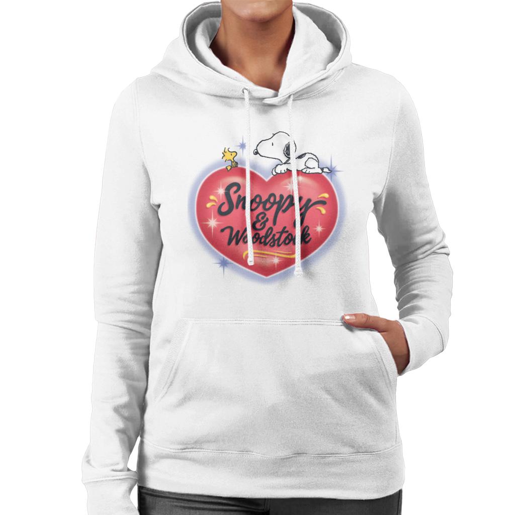 Peanuts Snoopy Woodstock Love Heart Women's Hooded Sweatshirt-ALL + EVERY