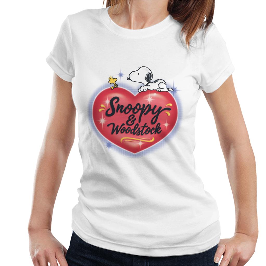 Peanuts Snoopy Woodstock Love Heart Women's T-Shirt-ALL + EVERY