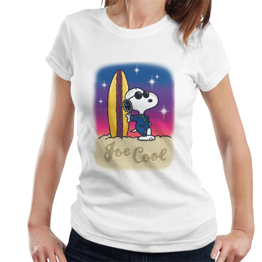 Peanuts Snoopy Cool Sunglass Surfer Women's T-Shirt-ALL + EVERY