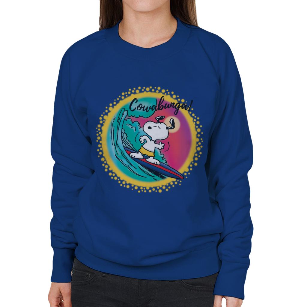 Peanuts Snoopy Surfing Cowabunga Women's Sweatshirt-ALL + EVERY