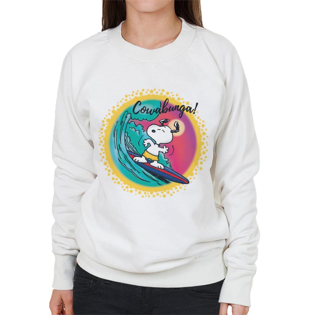 Peanuts Snoopy Surfing Cowabunga Women's Sweatshirt-ALL + EVERY