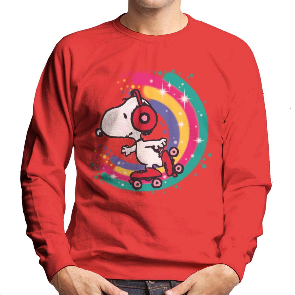 Peanuts Snoopy Roller Skating Rainbow Men's Sweatshirt-ALL + EVERY