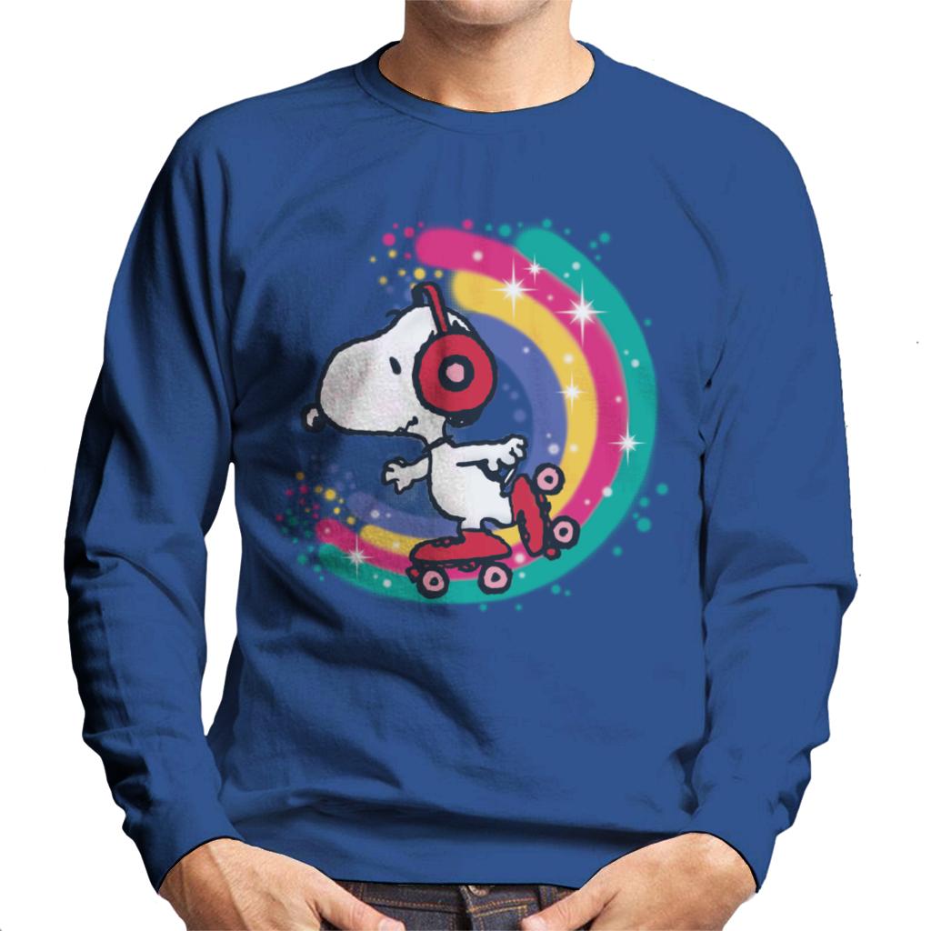 Peanuts Snoopy Roller Skating Rainbow Men's Sweatshirt-ALL + EVERY