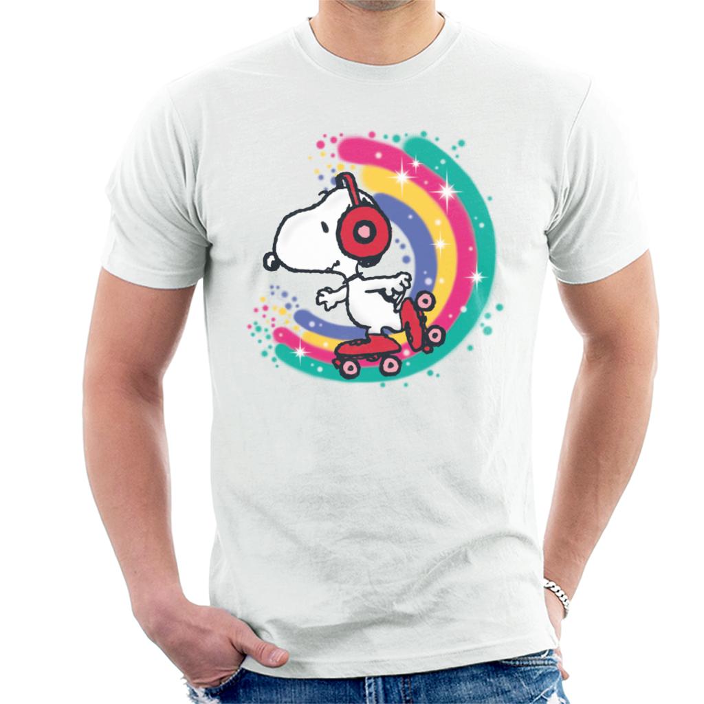 Peanuts Snoopy Roller Skating Rainbow Men's T-Shirt-ALL + EVERY