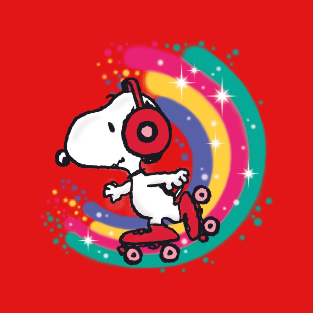 Peanuts Snoopy Roller Skating Rainbow Women's T-Shirt-ALL + EVERY